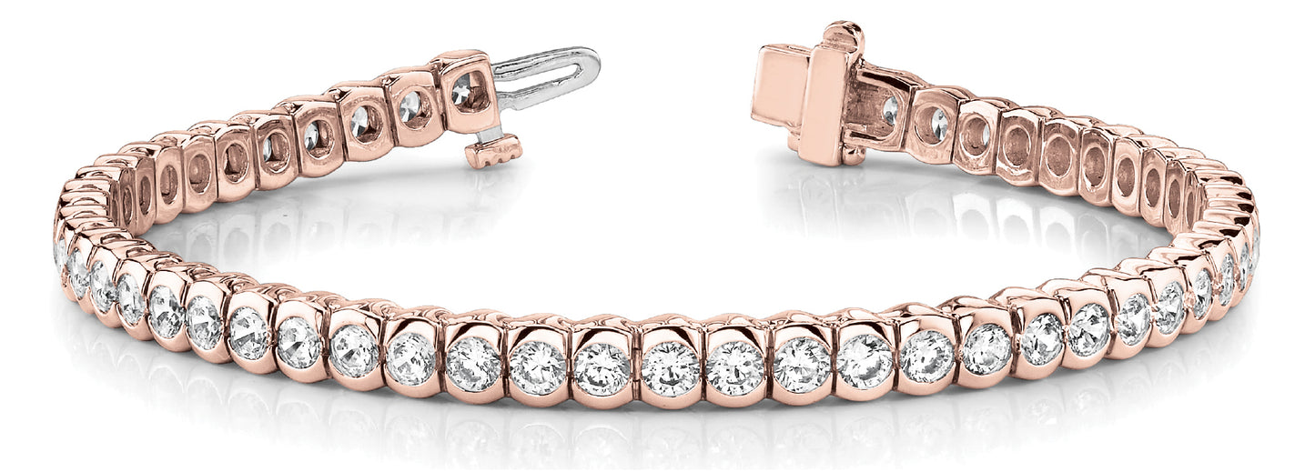 14K Rose Gold Diamond Line Bracelet - 5.94 ctw