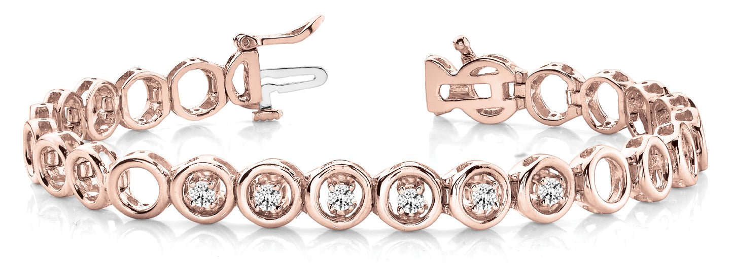 14K Rose Gold 1/4 ctw Diamond Line Bracelet