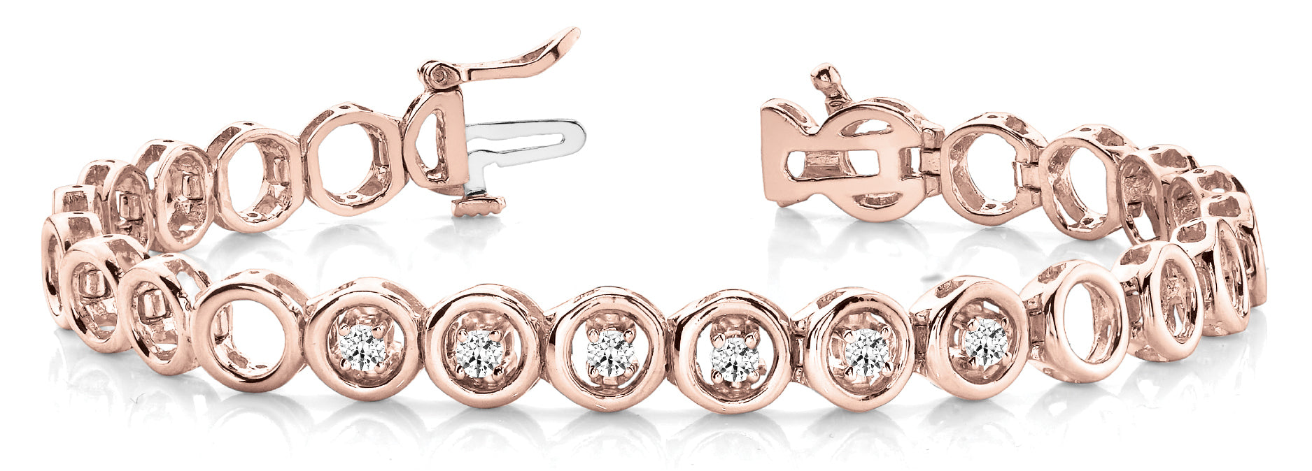 14K Rose Gold 1/4 ctw Diamond Line Bracelet