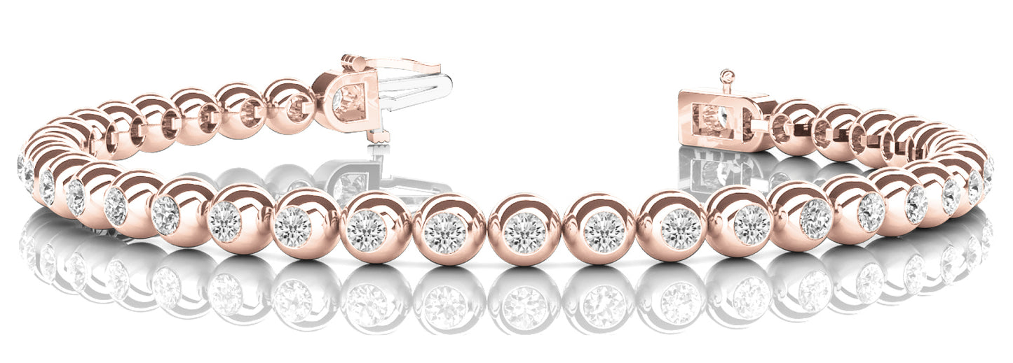 14K Rose Gold Diamond Line Bracelet - 5.70 ctw