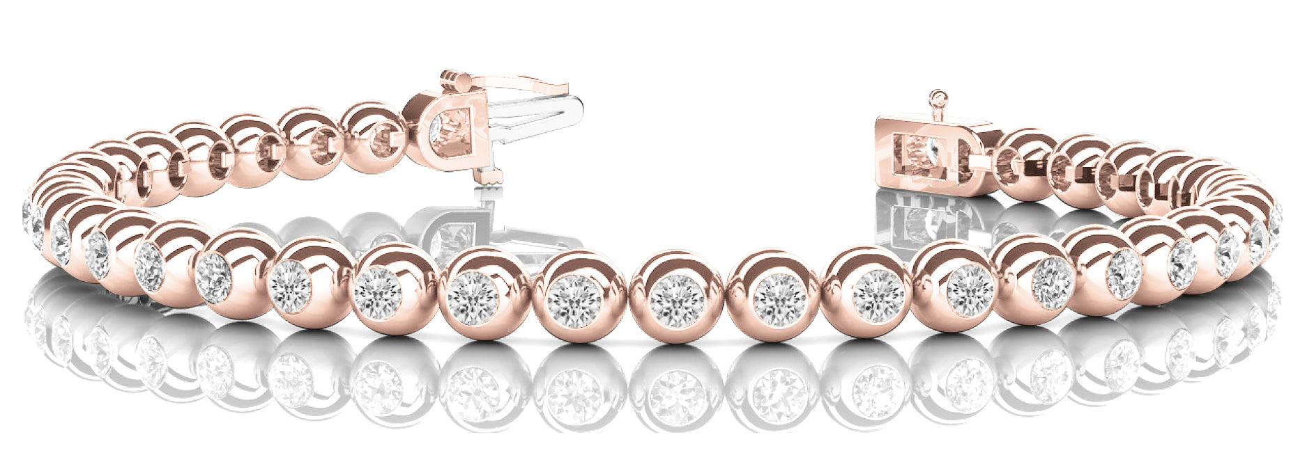 14K Rose Gold Diamond In-Line Fashion Bracelet