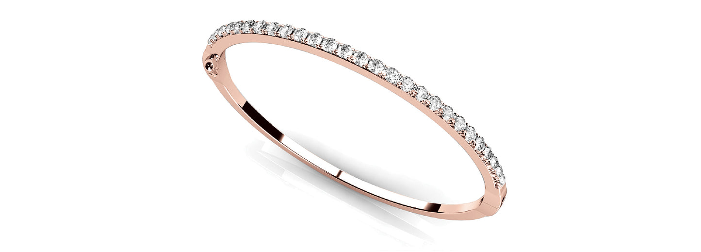 18K Rose Gold 2ctw Round Diamond Bangle