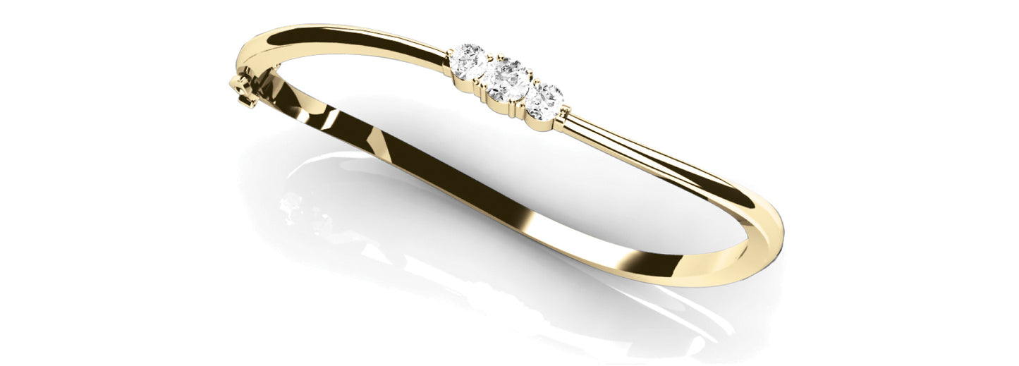 14K Yellow Gold Diamond Fashion Bangle