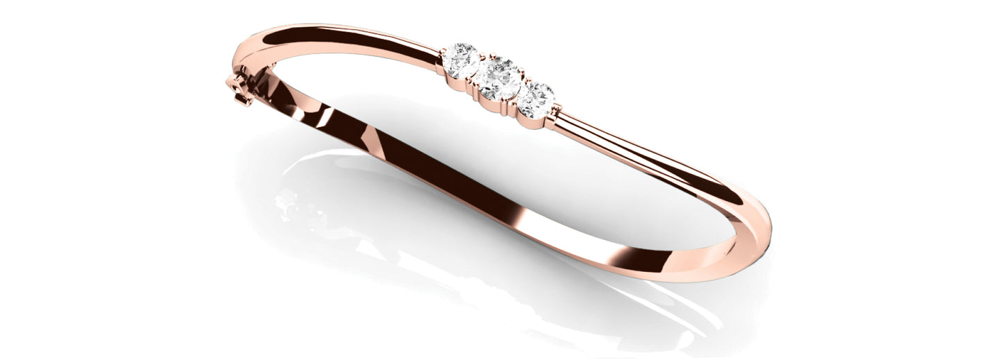 14K Rose Gold Round Diamond Bangle Bracelet