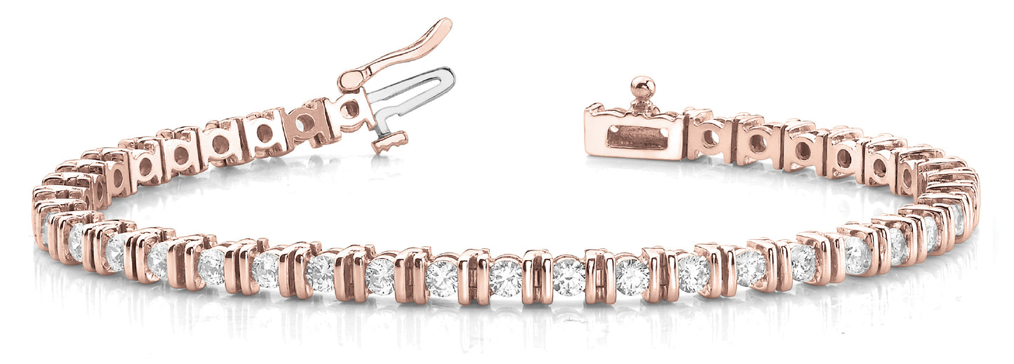 18K Rose Gold 5ct Diamond Line Bracelet
