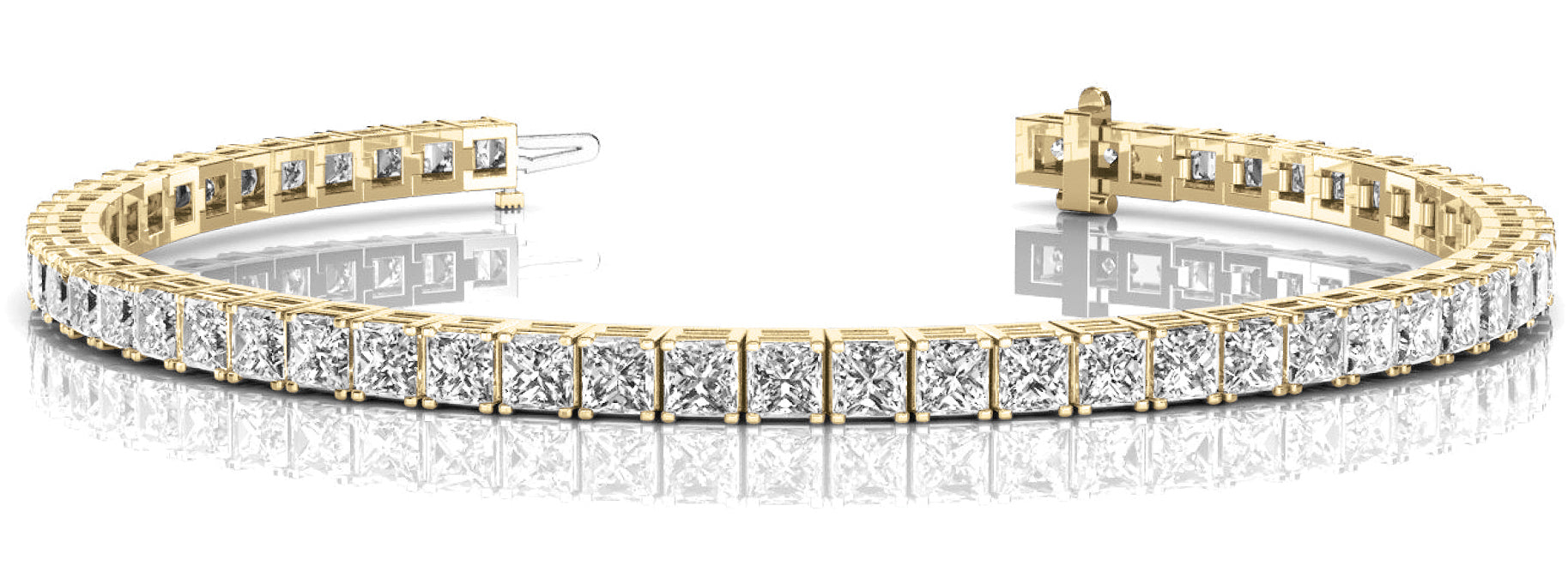 14K Yellow Gold Square Diamond Line Bracelet