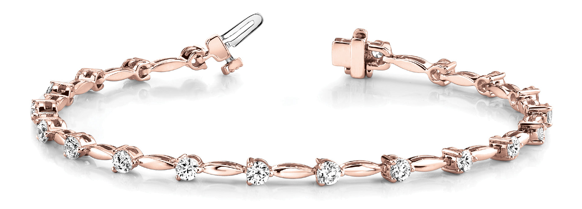 14K Rose Gold 3ctw Round Diamond Fashion Bracelet