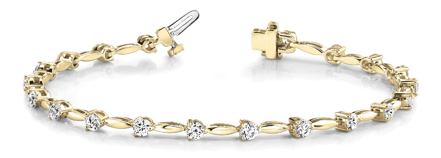 14K Yellow Gold 2ctw Round Diamond Fashion Bracelet