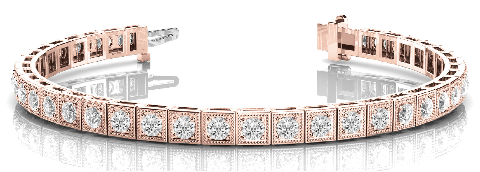 18K Rose Gold Vintage Diamond Tennis Bracelet