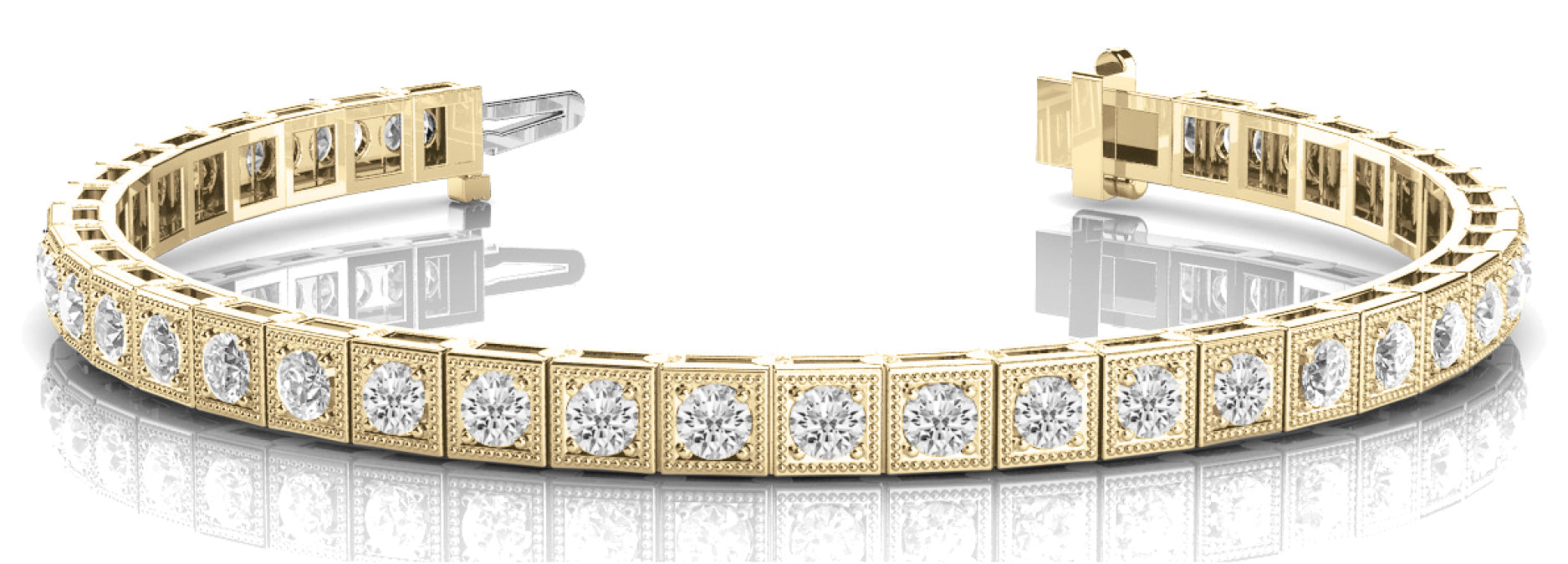 14K Yellow Gold Round Diamond Vintage Bracelet