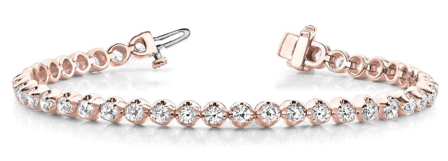 14K Rose Gold Diamond In-Line Fashion Bracelet