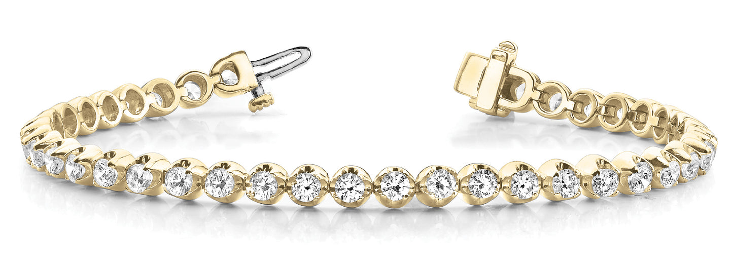 14K Yellow Gold 8.25ctw Round Diamond Line Bracelet