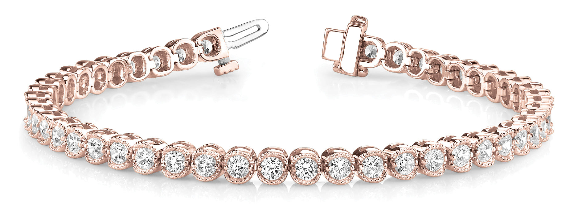 14K Rose Gold 4ct Diamond In-Line Bracelet