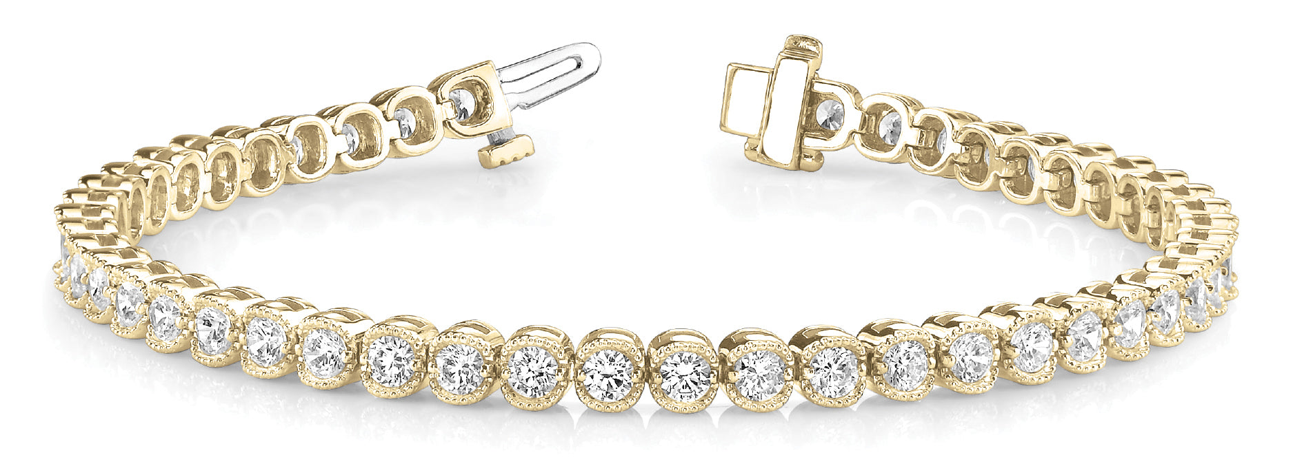 14K Yellow Gold Diamond In-Line Fashion Bracelet