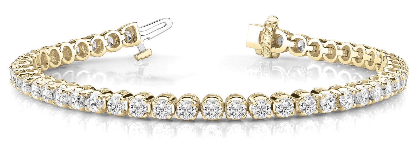 18K Yellow Gold 4ct Diamond Tennis Bracelet