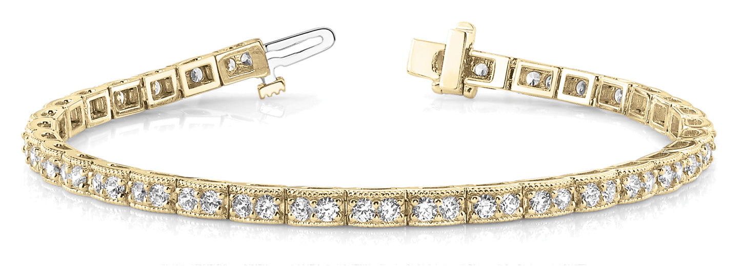 14K Yellow Gold Vintage 3ctw Diamond Tennis Bracelet