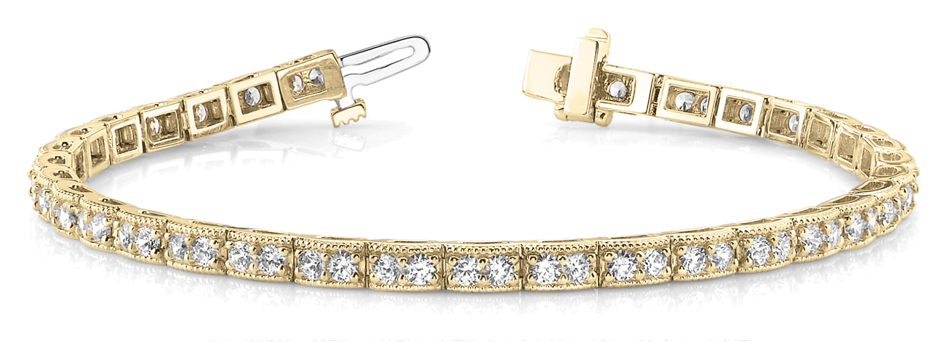 14K Yellow Gold Vintage 3ctw Diamond Tennis Bracelet