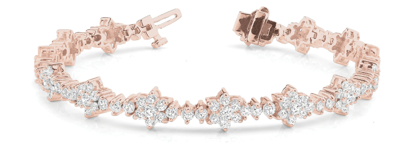 18K Rose Gold Round Diamond Fashion Bracelet