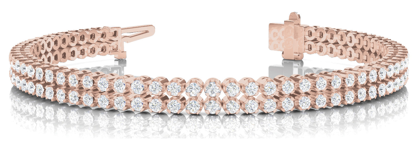 18K Rose Gold 4.41ctw Multi-Row Diamond Bracelet