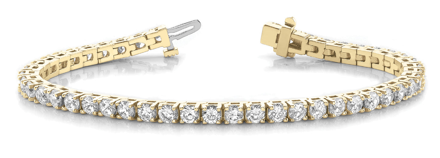 18K Yellow Gold 3ctw Round Diamond Tennis Bracelet