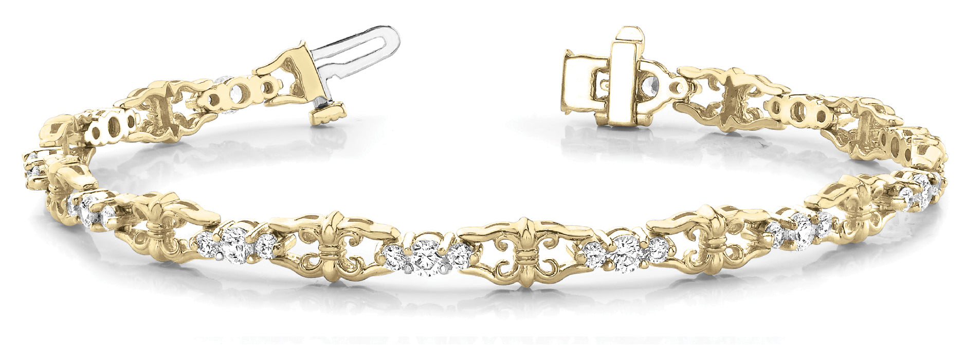 14K Yellow Gold Diamond Cluster Fashion Bracelet
