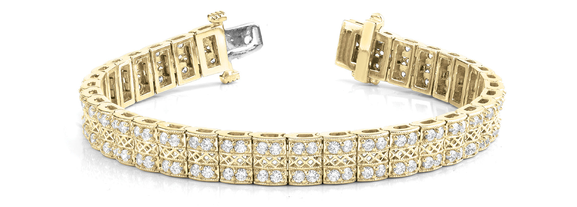 14K Yellow Gold 2.25 CT Diamond Multi-Row Bracelet