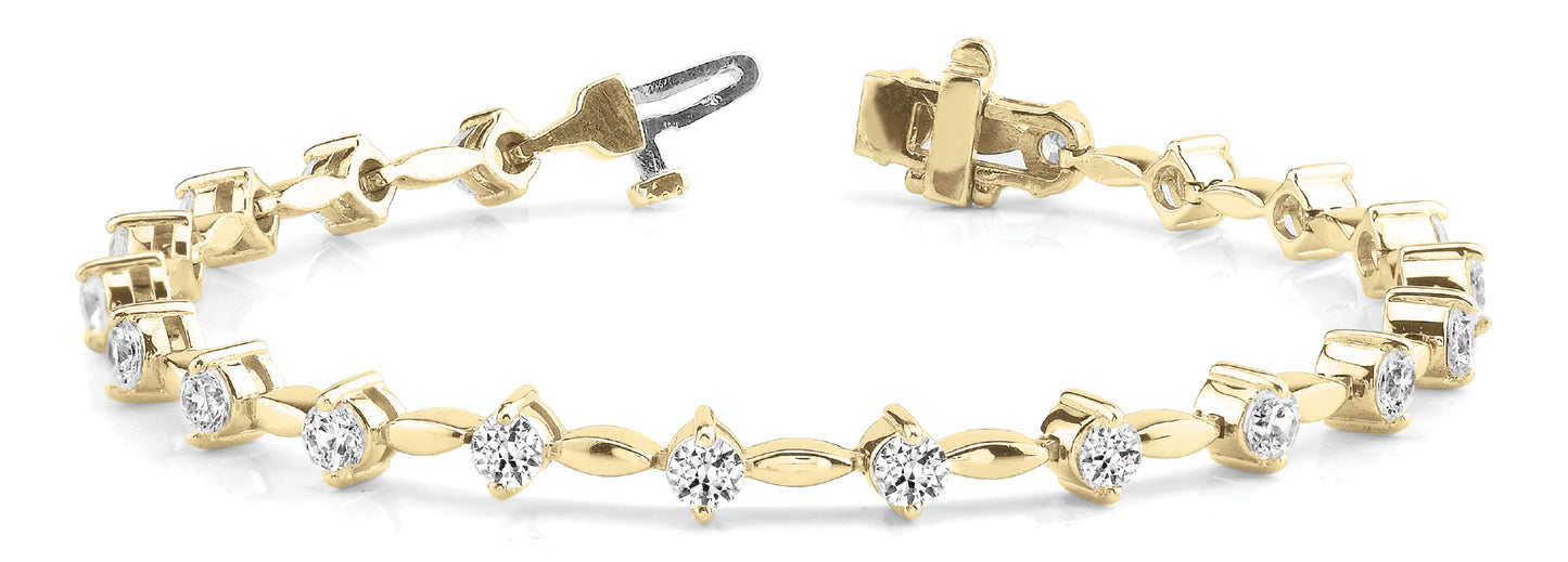 14K Yellow Gold Round Diamond Fashion Bracelet