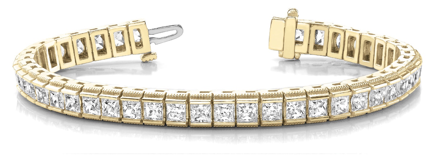 14K Yellow Gold Square Diamond Line Bracelet