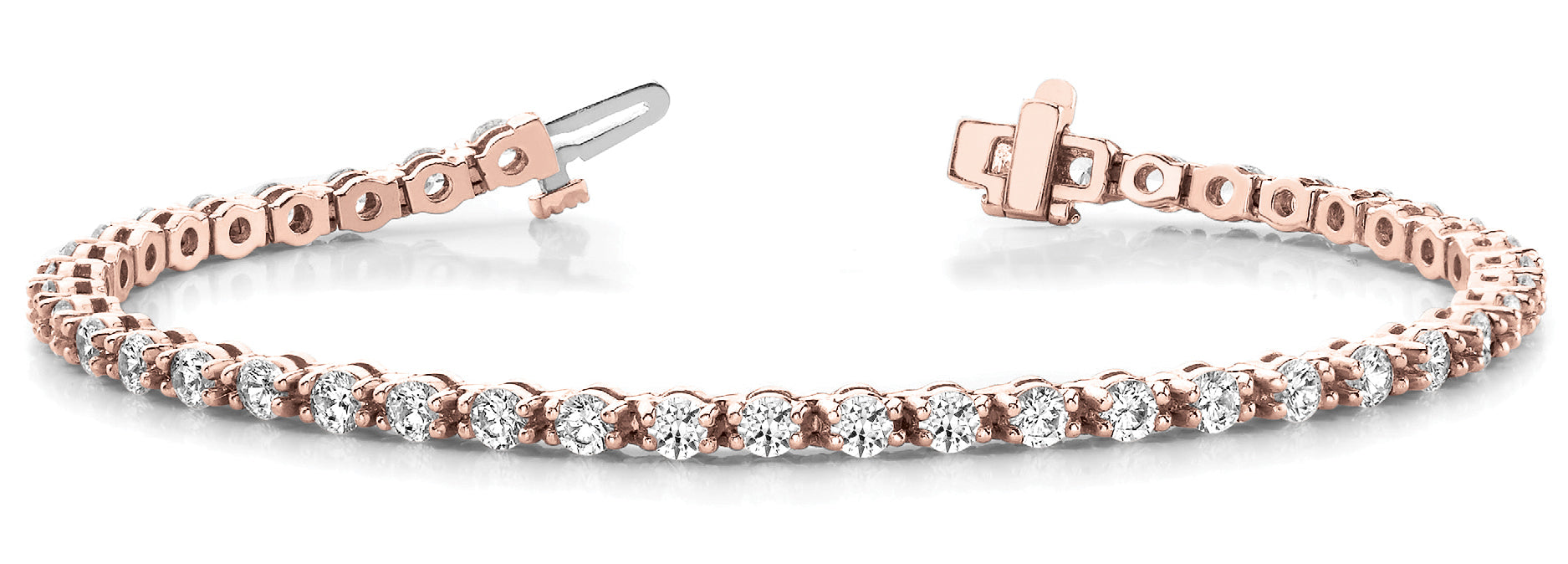 14K Rose Gold 3ct Diamond Line Bracelet