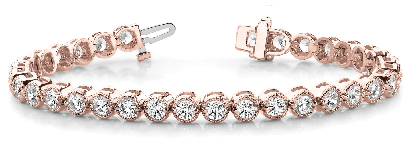 14K Rose Gold Diamond In-Line Bracelet