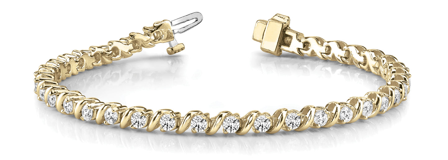 18K Yellow Gold 9.2 CT Diamond S-Link Bracelet