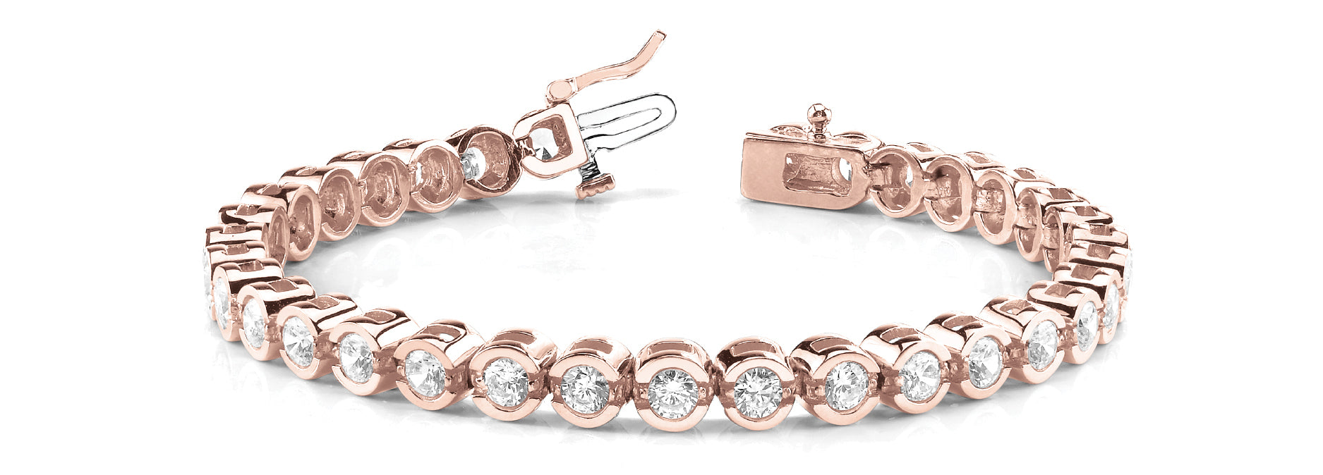 Rose Gold 7ct Diamond In-Line Bezel Bracelet