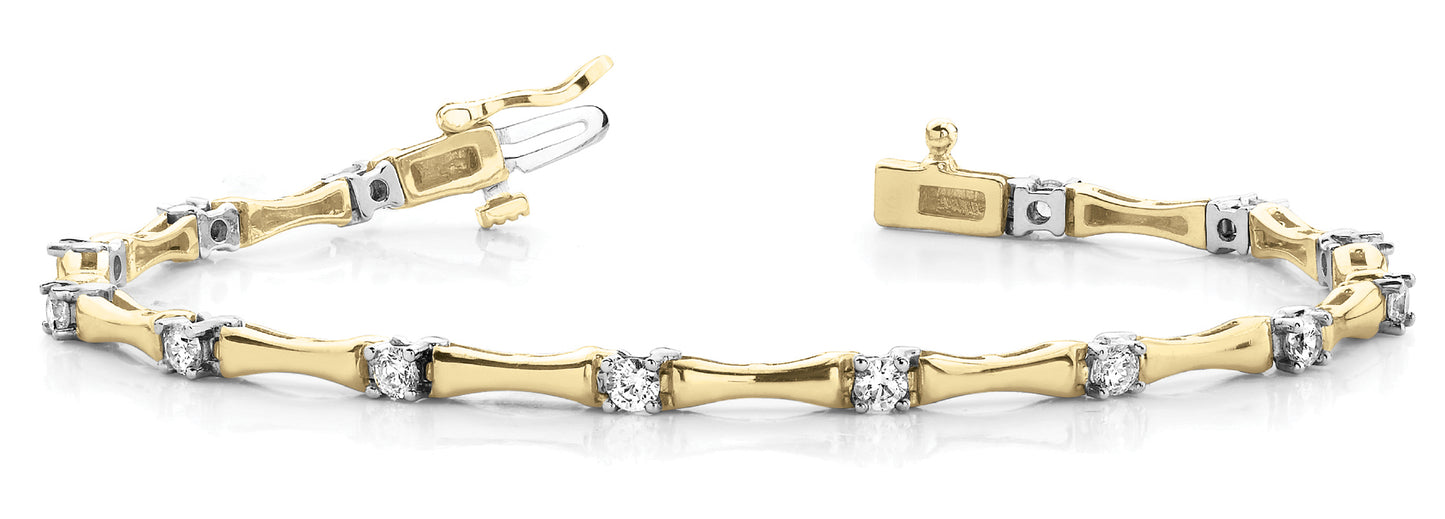 14K Yellow Gold Round Diamond Fashion Bracelet