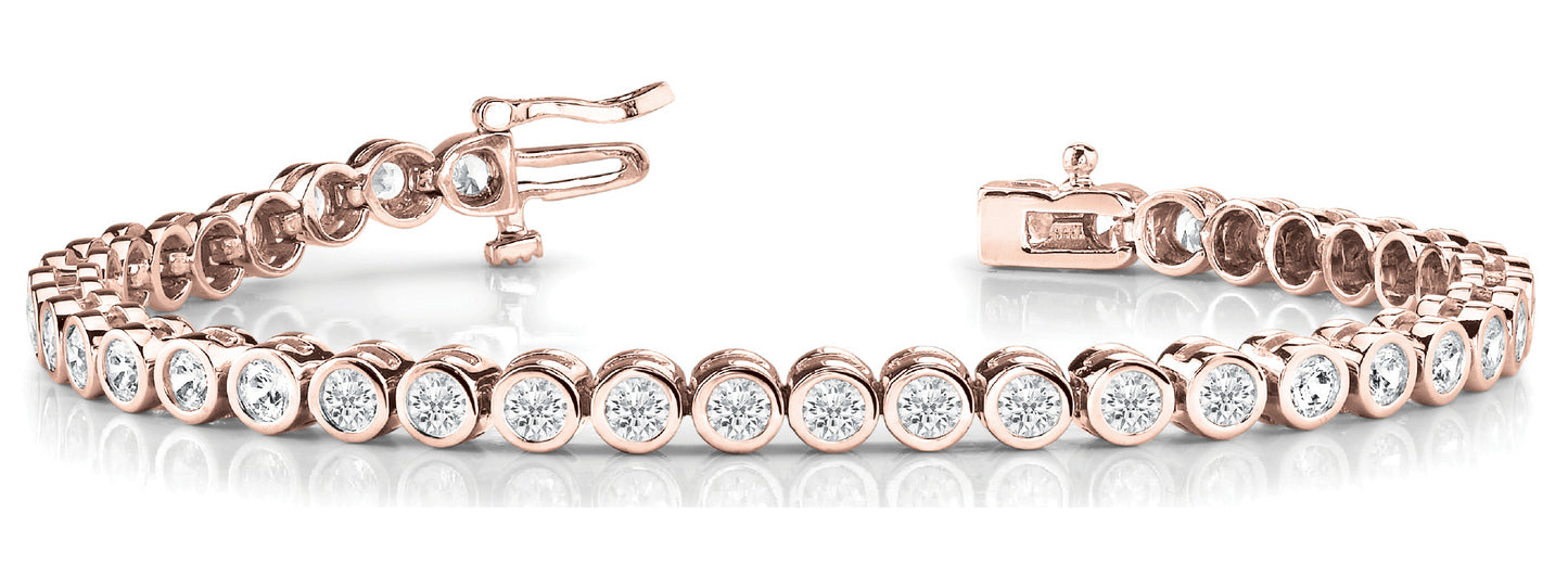 14K Rose Gold 5.25ctw Round Diamond Line Bracelet