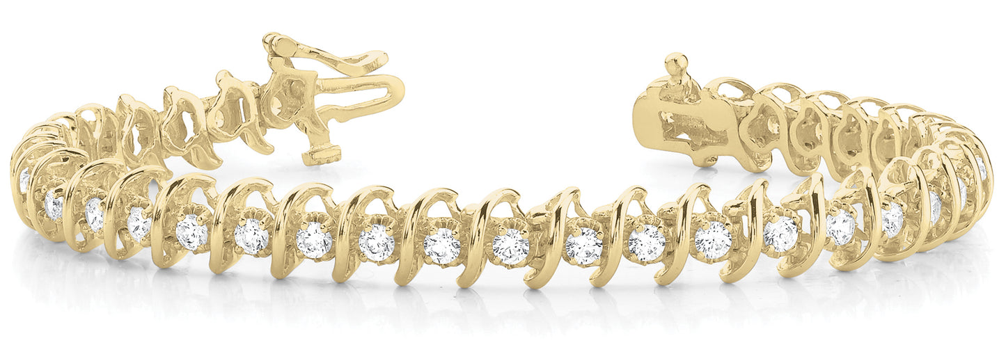 14K Yellow Gold 4.76 CT Diamond S-Link Bracelet
