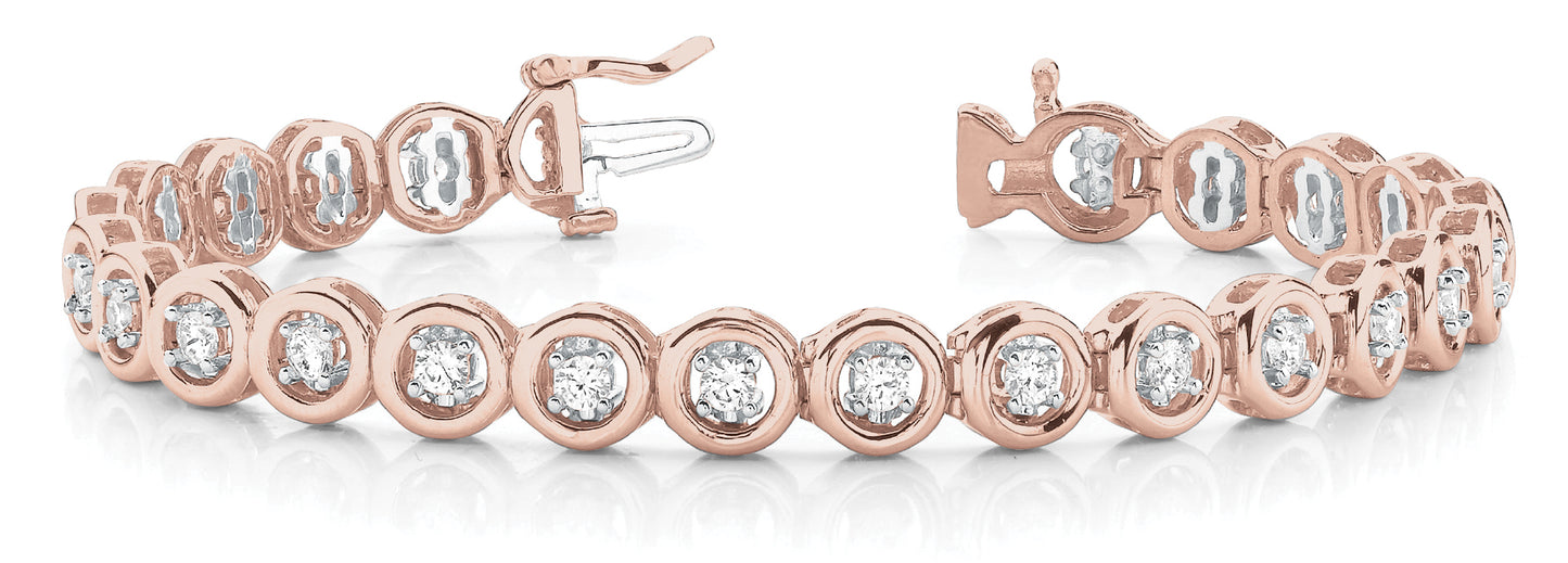 14K Rose Gold Diamond In-Line Fashion Bracelet