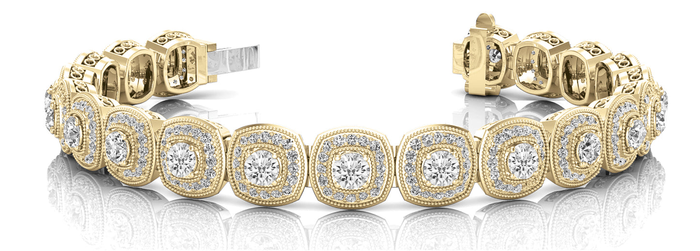 18K Yellow Gold Round Diamond Fashion Bracelet