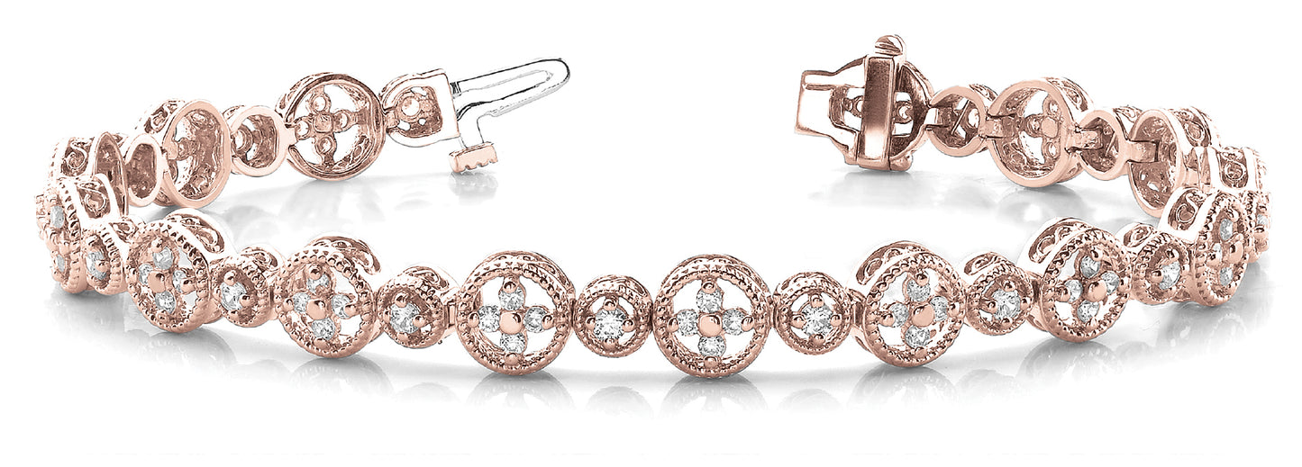 14K Rose Gold Vintage Diamond Tennis Bracelet