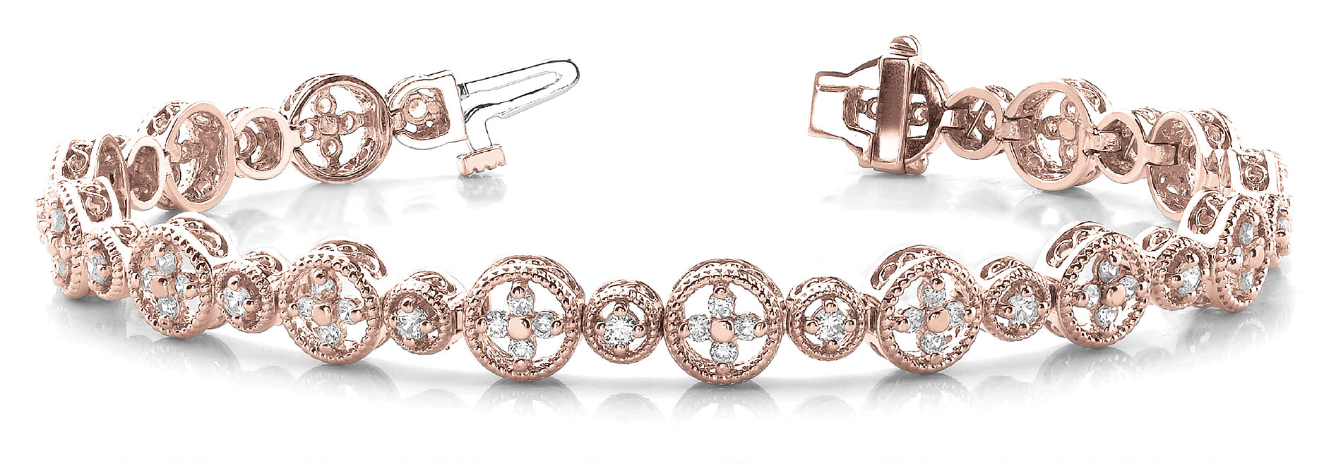 14K Rose Gold Vintage Diamond Tennis Bracelet