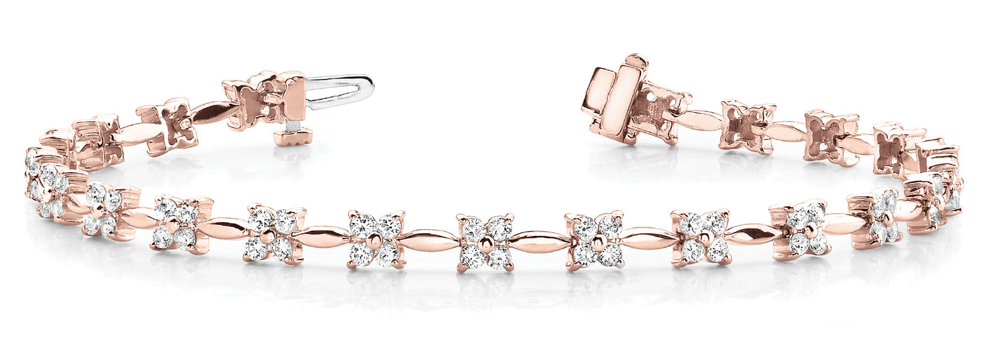 14K Rose Gold 2.20ctw Round Diamond Fashion Bracelet