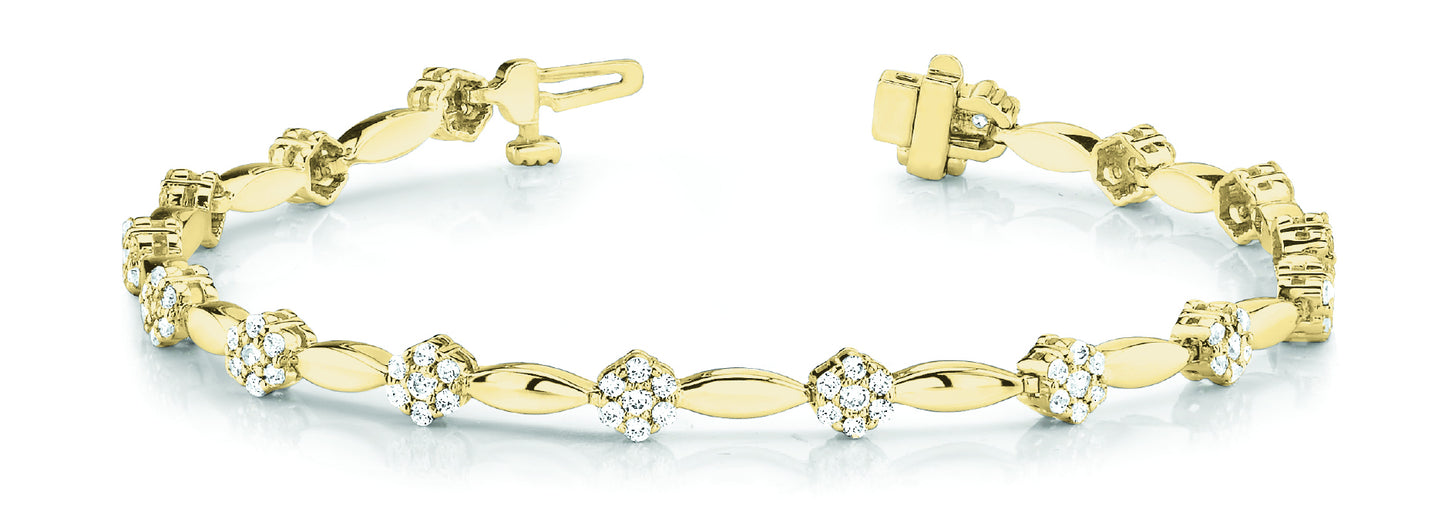 18K Yellow Gold 2ctw Multi-Diamond Fashion Bracelet