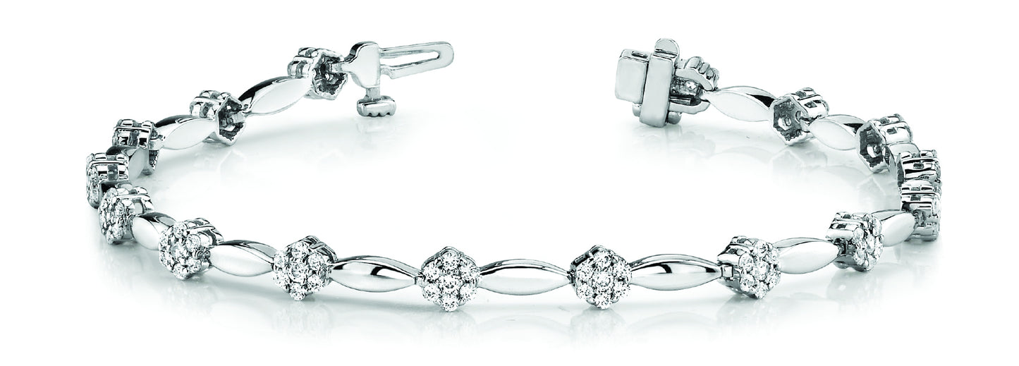Multi-Diamond Cluster Link Bracelet
