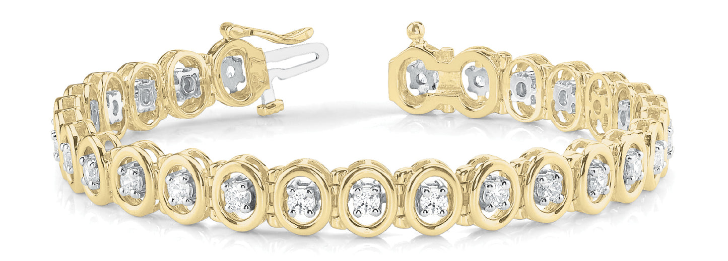 18K Yellow Gold Diamond In-Line Tennis Bracelet