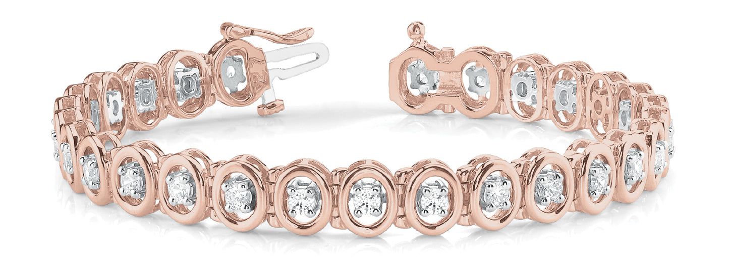 14K Rose Gold Diamond Tennis Bracelet