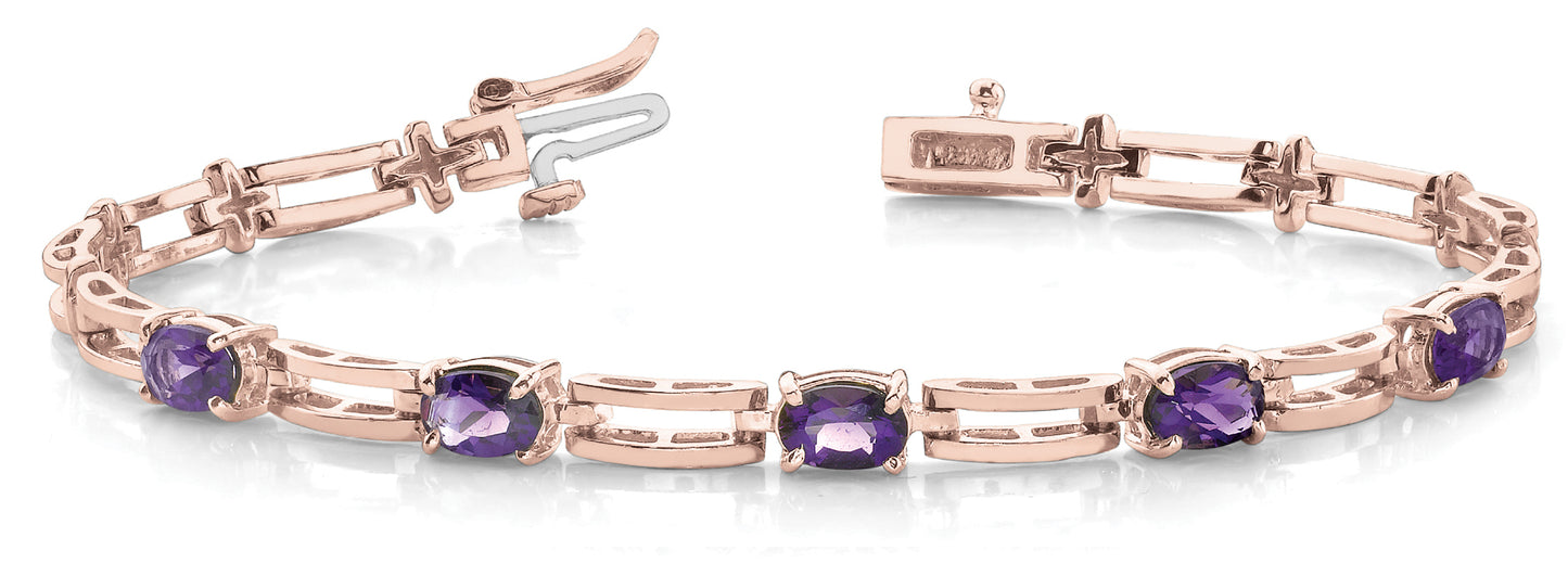 14K Rose Gold 3-Stone Diamond Fashion Bracelet