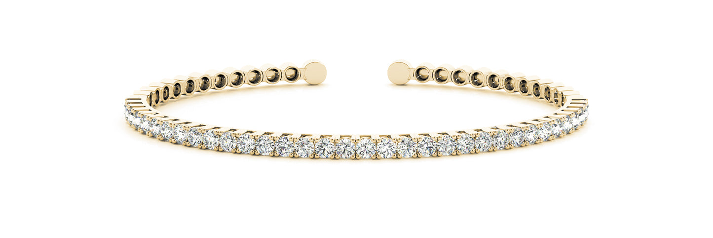 14K Yellow Gold 2ctw Round Diamond Bangle Bracelet