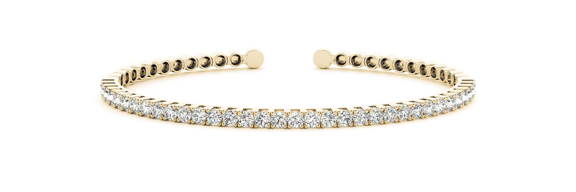 14K Yellow Gold 2ctw Round Diamond Bangle Bracelet