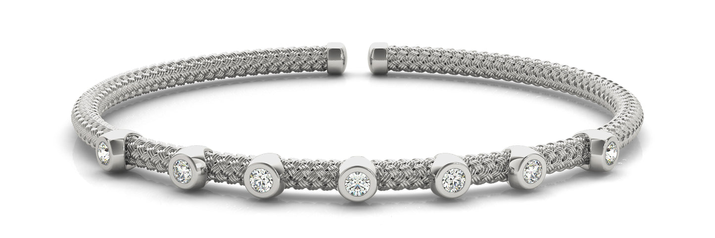 14K Gold Diamond Italian Bangle
