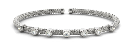 14K Gold Diamond Italian Bangle