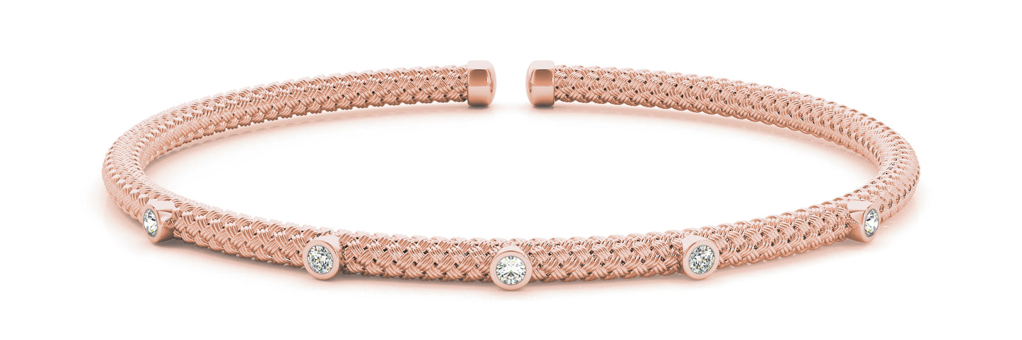 18K Rose Gold Diamond Fashion Bangle Bracelet